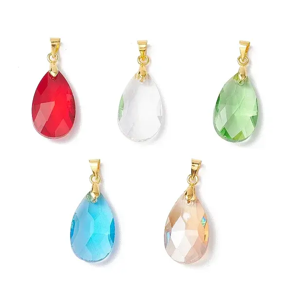 Faceted Teardrop Glass Pendants