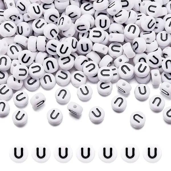 500Pcs Acrylic Horizontal Hole Letter Beads