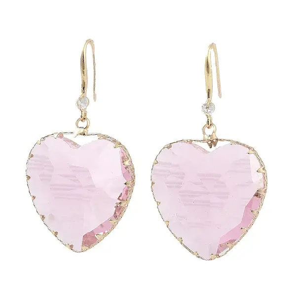 Glass Heart Dangle Earrings