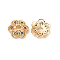 Brass with Clear Cubic Zirconia Bead Caps