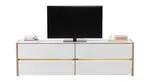 Televizní stolek s osvětlením embra - dub artisan/bílý lesk