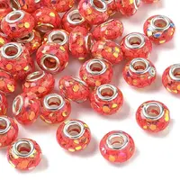 Transparent Resin Rondelle European Beads