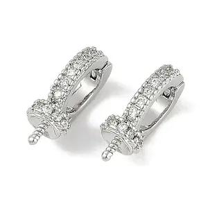 Brass Micro Pave Clear Cubic Zirconia Fold Over Clasps