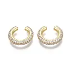 Brass Micro Pave Clear Cubic Zirconia Cuff Earrings