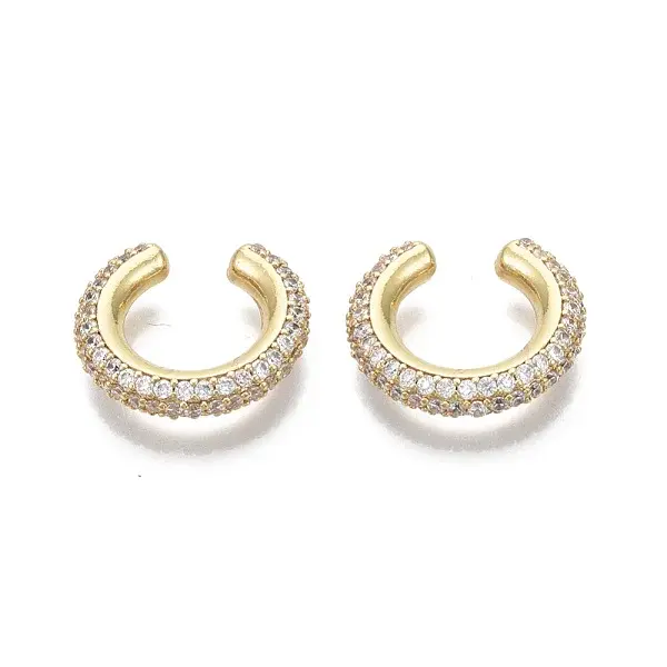 Brass Micro Pave Clear Cubic Zirconia Cuff Earrings