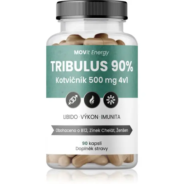 Movit Energy TRIBULUS 90% Kotvičník 500 mg 4v1 kapsuly na udržanie energie a kognitívnej výkonnosti 90 cps