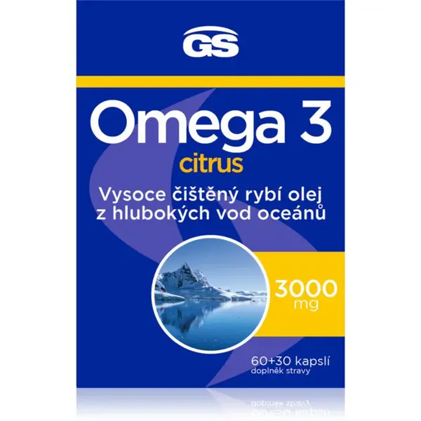 GS Omega 3 Citrus 3000 mg kapsuly pre normálnu činnosť srdca a mozgu príchuť Citrus 90 cps