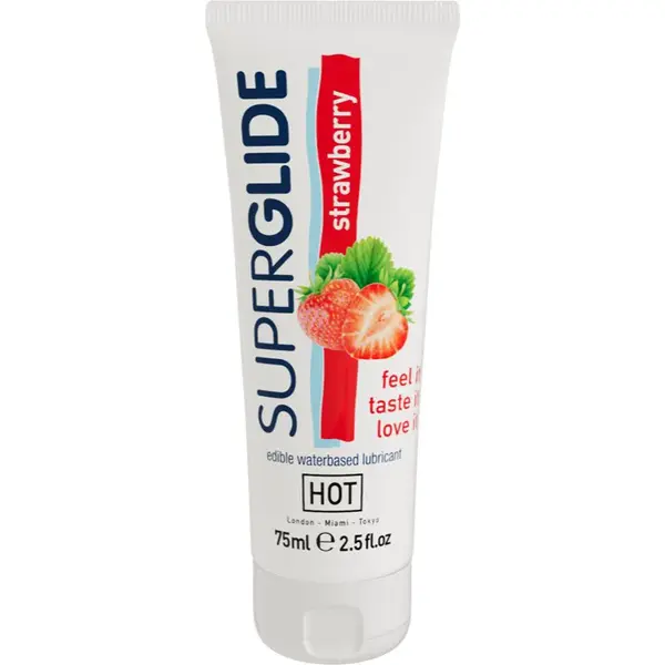 HOT Superglide lubrikačný gél s príchuťou Strawberry 75 ml