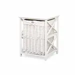 Koš s proutěným košíkem, dřevo/proutí, bílá, rafaello