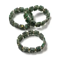 Dyed Natural Imperial Jasper with Resin Beaded Stretch Bracelets