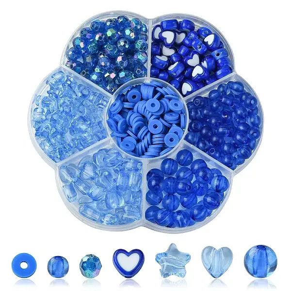 380Pcs 7 Styles Acrylic Beads