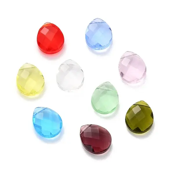 Transparent Teardrop Faceted K9 Glass Beads