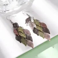 430 Stainless Steel Leaf Dangle Earrings