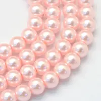 Baking Painted Pearlized Glass Pearl Round Bead Strands