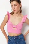 Trendyol Pink Crop Knitwear Window/Cut Out Detailed Bustier