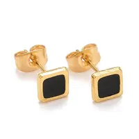 304 Stainless Steel Enamel Stud Earrings