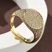 Brass Micro Pave Cubic Zirconia Cuff Rings for Women