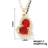 Elegant and Unique Style Brass & Glass Lock Collar Heart Pendant Necklaces for Women
