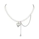 Heart Glass Rhinestone Pendant Necklaces