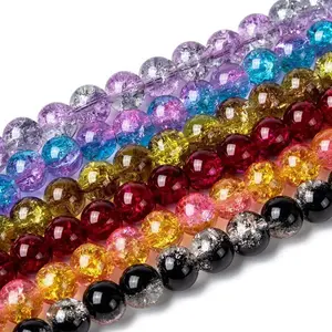 Two Tone Crackle Glass Beads Strands