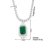 Luxury Hip-hop Style Brass Cubic Zirconia Rectangle Pendant Necklace