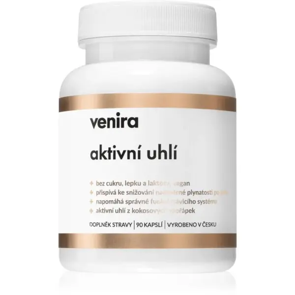 Venira Aktivní uhlí kapsle pro podporu zažívání 90 cps