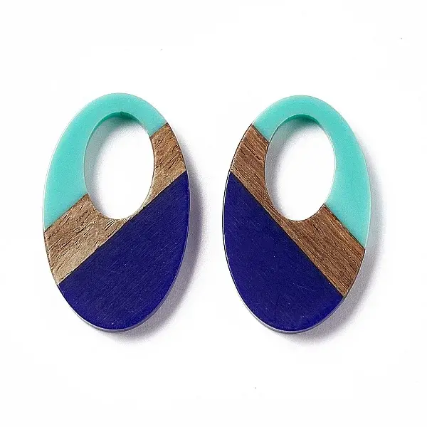 Opaque Resin & Walnut Wood Pendants