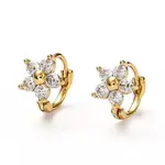 Brass Micro Pave Clear Cubic Zirconia Huggie Hoop Earrings