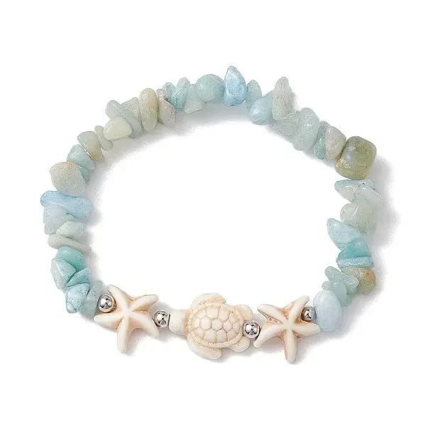 Natural Amazonite & Synthetic Turquoise Beaded Stretch Bracelets for Women