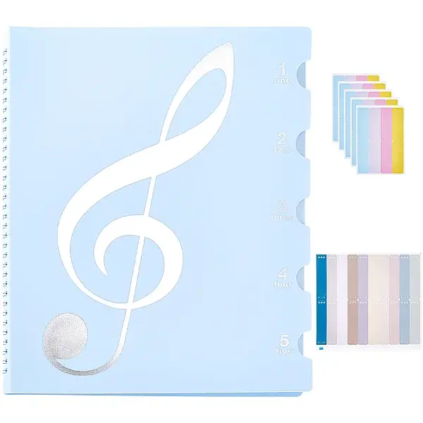 1Pc Plastic Piano Sheet Folder with 5 Sheets Paper Self-Adhesive Stickers