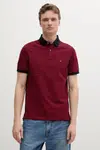 Polo tričko Tommy Hilfiger Pánske farba bordová so vzorom MW0MW17770