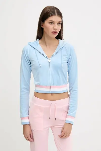 Mikina Juicy Couture VELOUR CROPPED STRIPE HOODIE