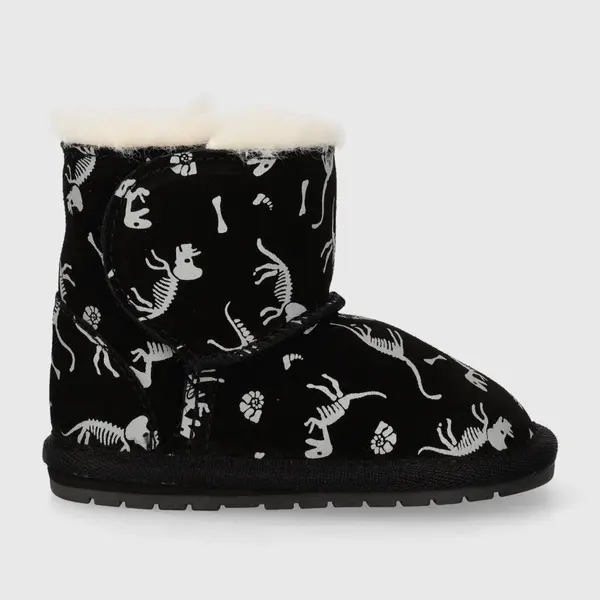 Semišové topánky pre bábätká Emu Australia Toddle Reflective Dino čierna farba