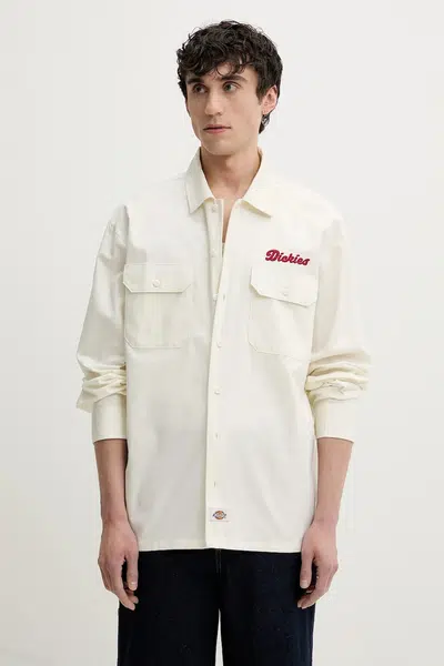 Bavlnená košeľa Dickies pánska, béžová farba, voľný strih, s klasickým golierom, DK0A4Z7PC481