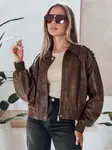 Kurtka skórzana damska bomberka brązowa Dstreet