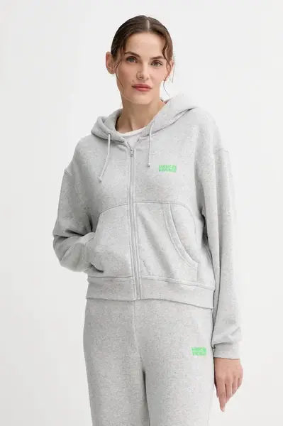 Mikina American Vintage dámská, šedá barva, s kapucí, vzorovaná, EVO03B