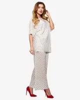 Resti Beige women's pleated patterned set - Clothing