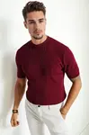 33307 Dewberry Mens Crew Neck Short Sleeve Thin Knit Sweater-BORDEAUX