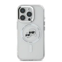 Zadní kryt Karl Lagerfeld IML K&CH Heads Metal Frame MagSafe pro Apple iPhone 16 Pro Max, transparentní
