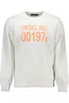 DIESEL MEN'S WHITE ZIP-UP SWEATSHIRT