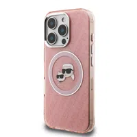 Zadní kryt Karl Lagerfeld IML K&CH Heads Repeated Logo MagSafe pro Apple iPhone 16 Pro Max, růžová