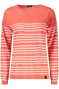 Dámský červený svetr s pruhy