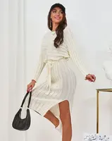 Resti Ecru women's sweater dress