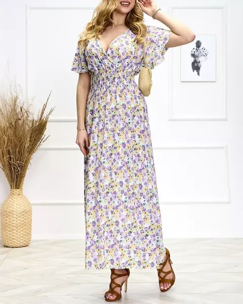 Resti Purple-green women's floral midi dress - Shoes