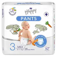 BELLA HAPPY Baby pants nohavičkové plienky Midi 6 - 11 kg 26 kusov