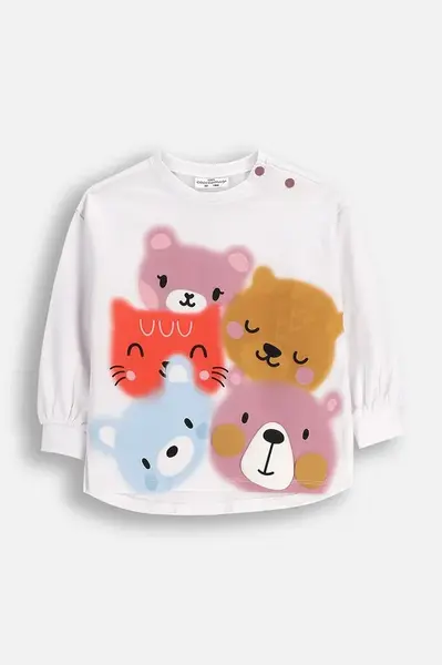 Dětské bavlněné tričko Coccodrillo bílá barva, TEDDY BEAR GIRL NEWBORN