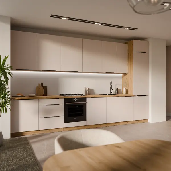 Kuchyňská linka 390 cm Solea 5 Barva korpusu: Dub artisan, Barva dvířek: Kašmír