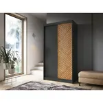 Šatní skříň Marrphy II Barva korpusu: Černá, Rozměry: 120 cm, Dveře: Dub caramel + černá