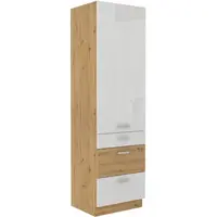Vysoká potravinová skříňka Artisan 60 DKS-210 3S 1F - Premium Box Barva korpusu: Dub artisan, Barva dvířek: Bílý lesk