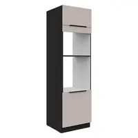 Vysoká skříňka pro vestavnou a mikrovlnou troubu Arona 60 DPM-210 2F Barva korpusu: Černá, Barva dvířek: Kašmír